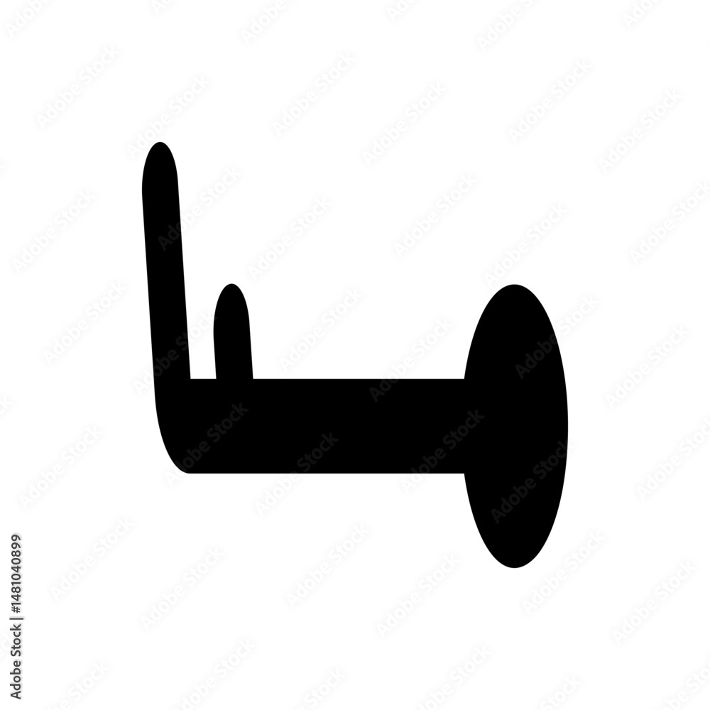 Poster illustration of a simple black key with a rounded head and a unique side projection design element p