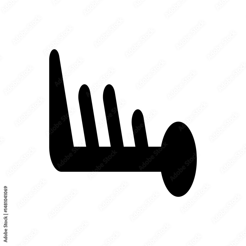 Aufkleber black graphic illustration featuring a horizontal line with three vertical lines and a circle end, s