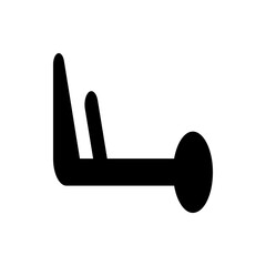 Illustration of a black abstract shape with a rounded end and two angled extensions on the left side