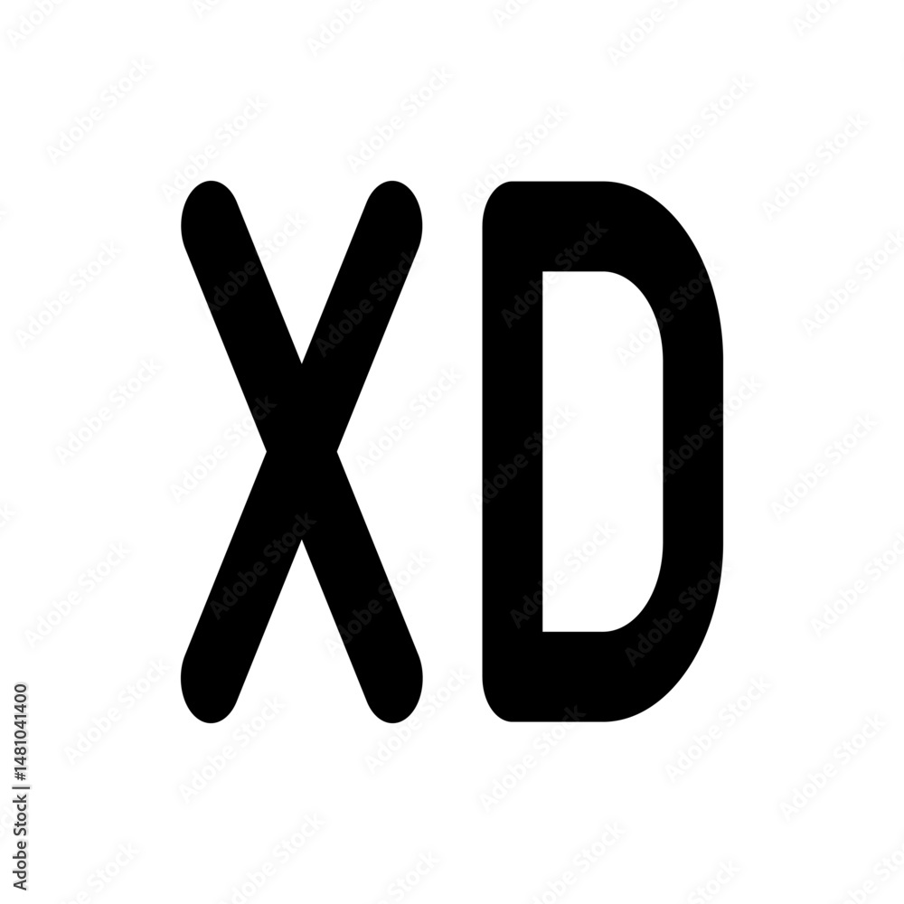 Poster illustration of the letters x and d displayed in black with a simple and bold sans serif font on whi