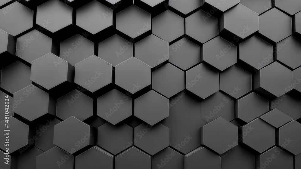 Poster hexagonal pattern: a striking composition of interlocking black hexagons creates a modern and dynami