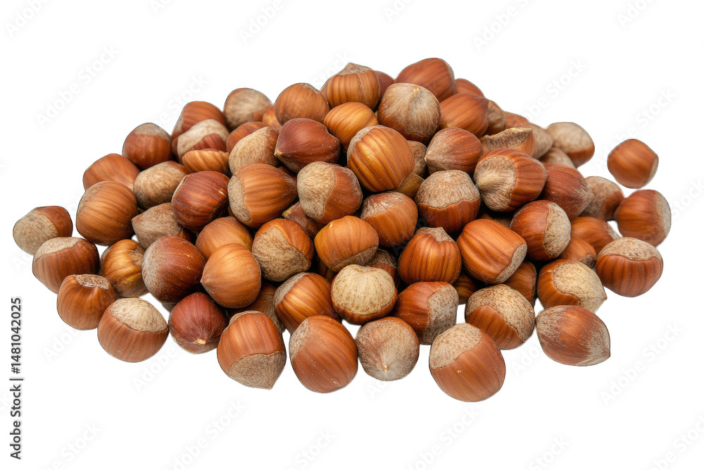 Aufkleber a pile of hazelnuts isolated on a transparent background the hazelnuts are brown and have a smooth t