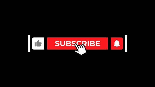 modern subscribe like and bell animation with two white bars in transparent background
