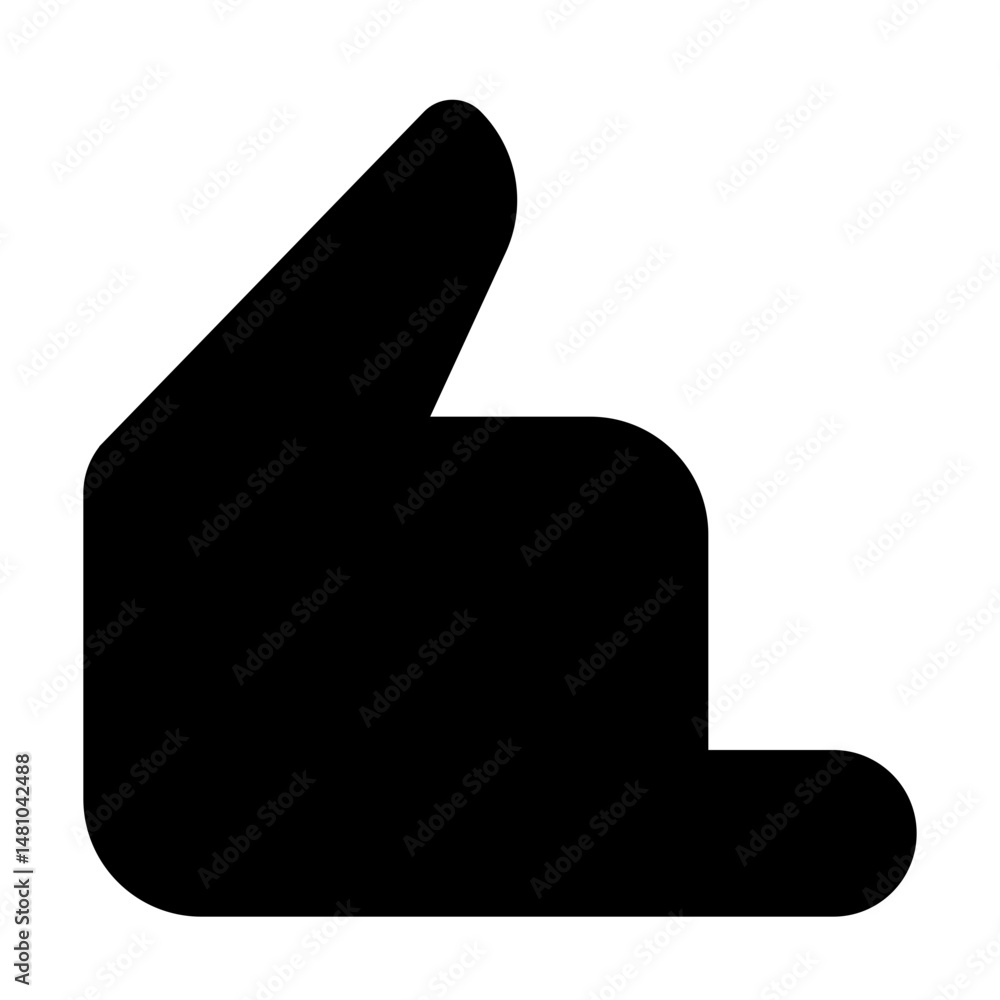 Poster black abstract shape resembling a hand with thumb up on a white background in simple vector style