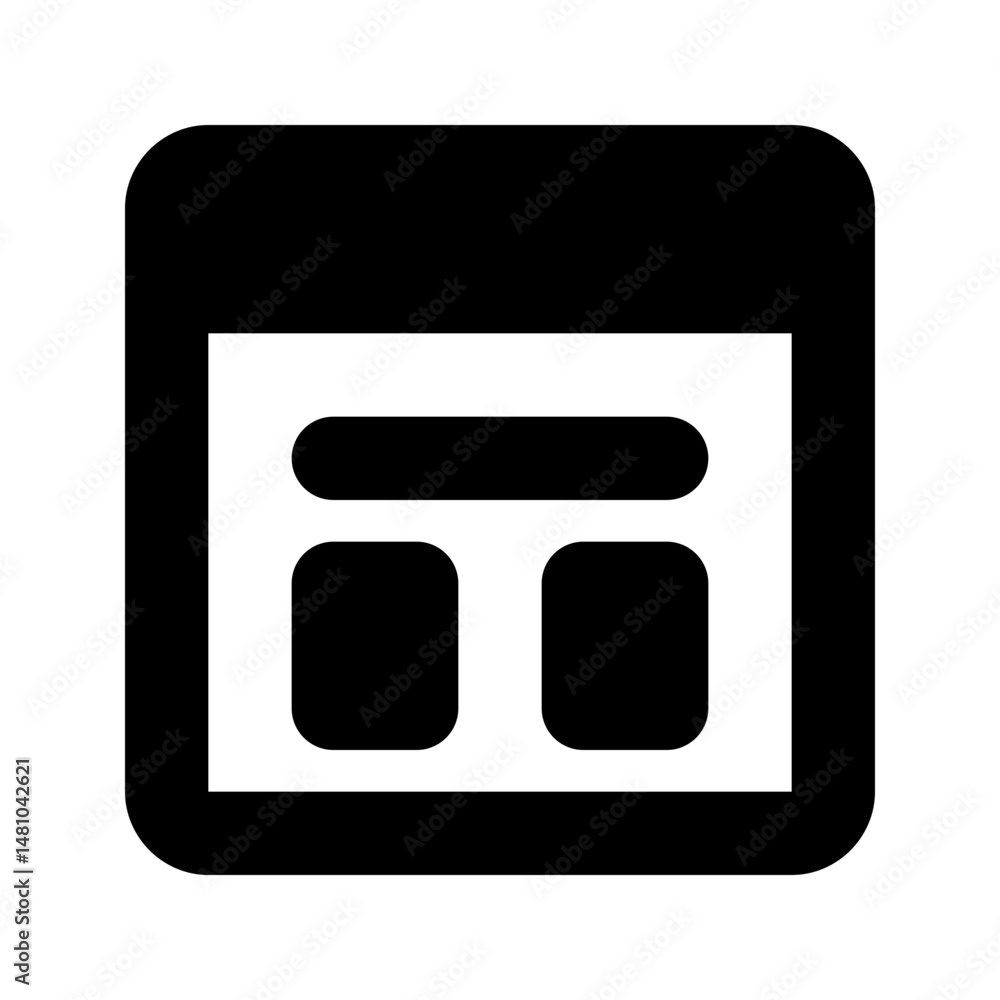 Poster black rounded square containing a white rectangle with rounded corners and two smaller squares and l