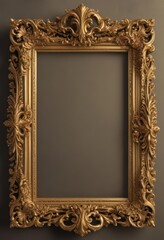 Elegant gold vintage frame, intricate baroque scrollwork  Refined design, luxury feel ,  pattern,  regal
