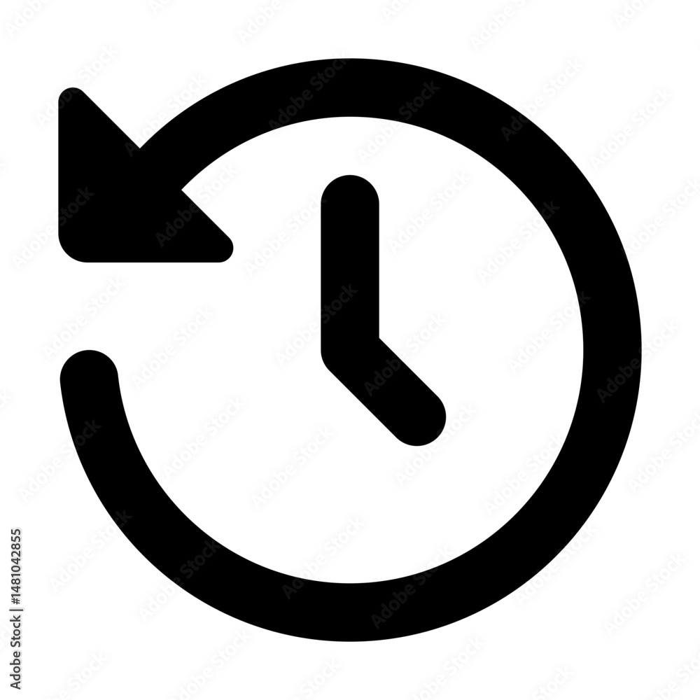Poster clockwise arrow circling a clock face with hands indicating time in a circular motion symbol