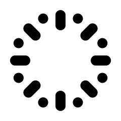 Circular arrangement of alternating black dots and rounded rectangles forming a ring like structure design