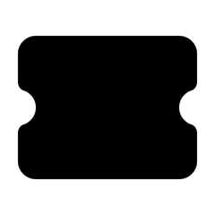 Black rectangle with rounded corners and semicircular cutouts on the sides in a simple graphic design