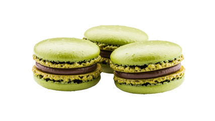 Three Pistachio Macarons with Chocolate Ganache