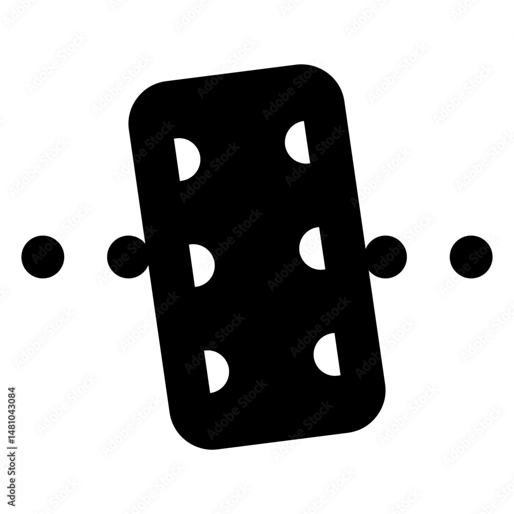 Poster black rectangle with rounded corners and six semi circles and four circles in a horizontal line desi