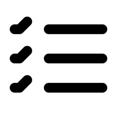 Checklist icon showing three items with check marks and horizontal lines representing the tasks list