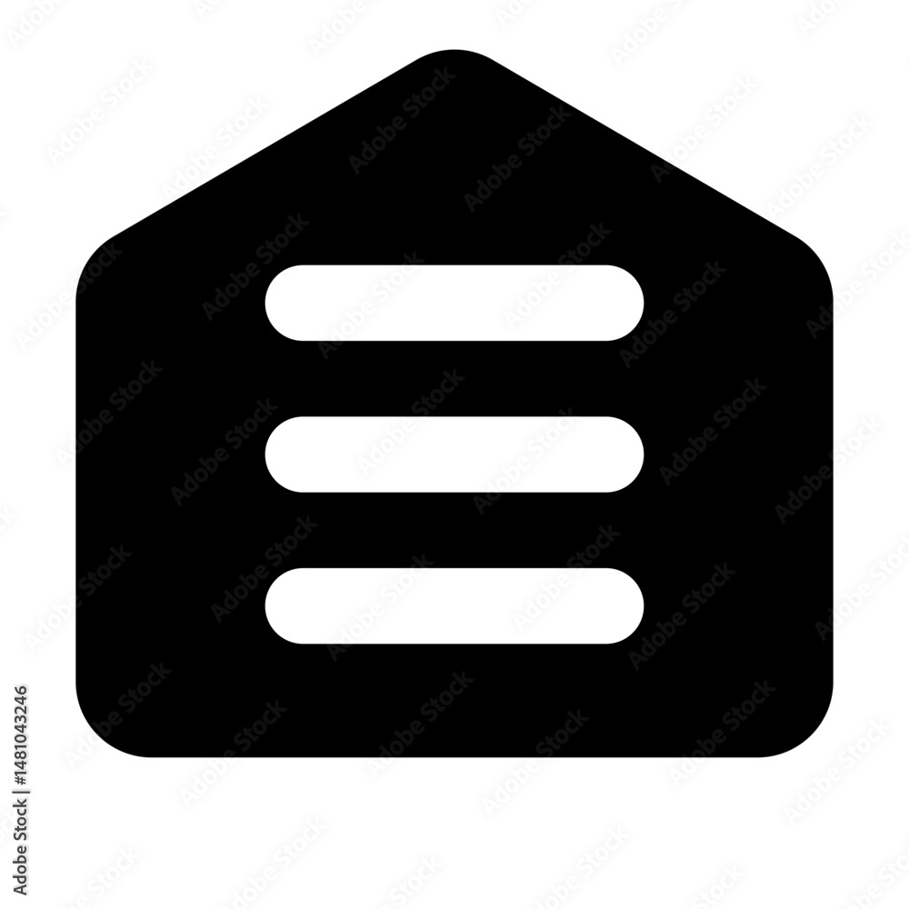 Aufkleber black house shaped icon with three horizontal white lines inside representing a menu or settings opt