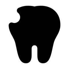 Illustration of a black tooth with a cavity on a white background in a simple and modern style art 99 chars