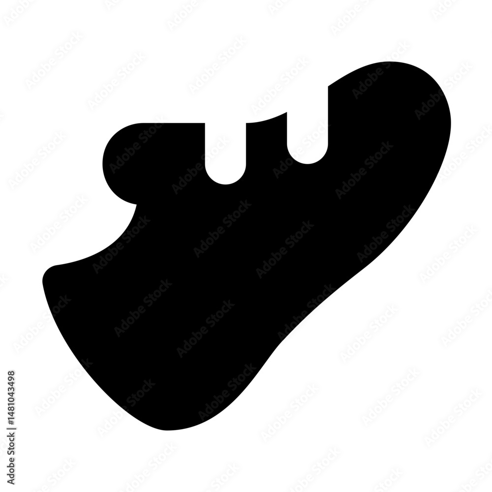 Poster a graphic representation of a solid black abstract shape with curved edges and unique indentations d