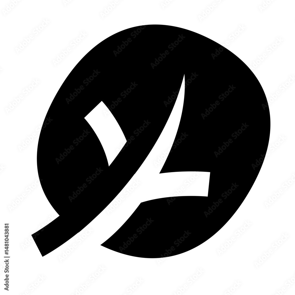 Aufkleber black oval shape with white branch like design cutting through the middle on a white background view