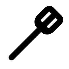 Illustration of a black spatula with three slots on a white background kitchen utensil cooking tool