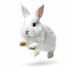 Obraz premium White Rabbit in Flight: A Graceful, Whimsical Portrait