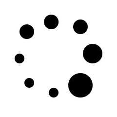 Circular arrangement of black dots varying in size creating a visual loading or progress indicator effect