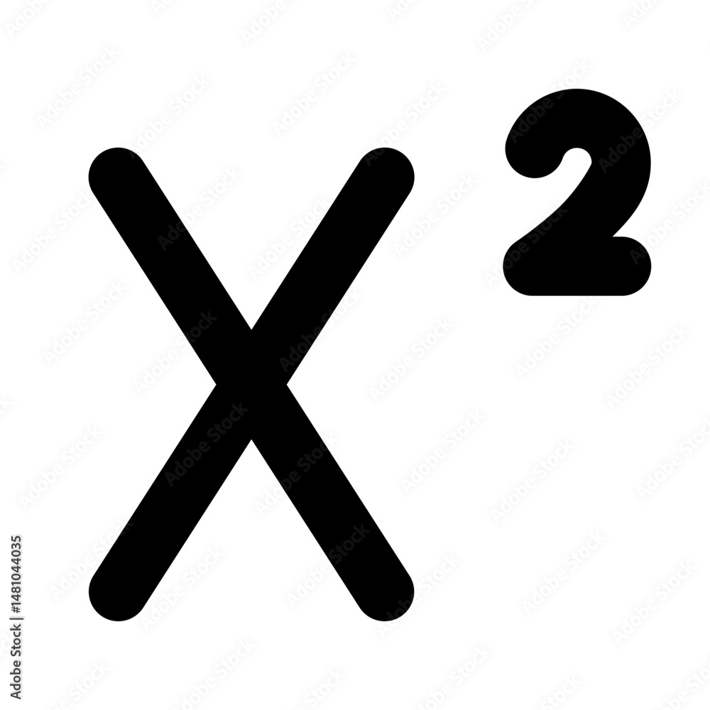 Poster illustration of the mathematical expression x squared featuring a bold x and a superscript two symbo