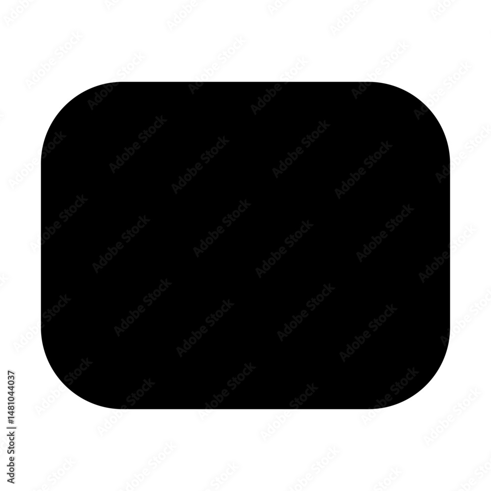 Poster a solid black rounded rectangle with smooth corners centered on a white background creating a simple