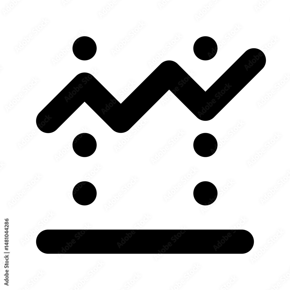Poster abstract representation of a graph with zigzag line and vertical dots above a horizontal line elemen