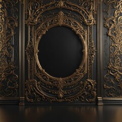 Elegant black & gold shimmer backdrop  Ornate details, luxury feel ,  glamorous,  vip