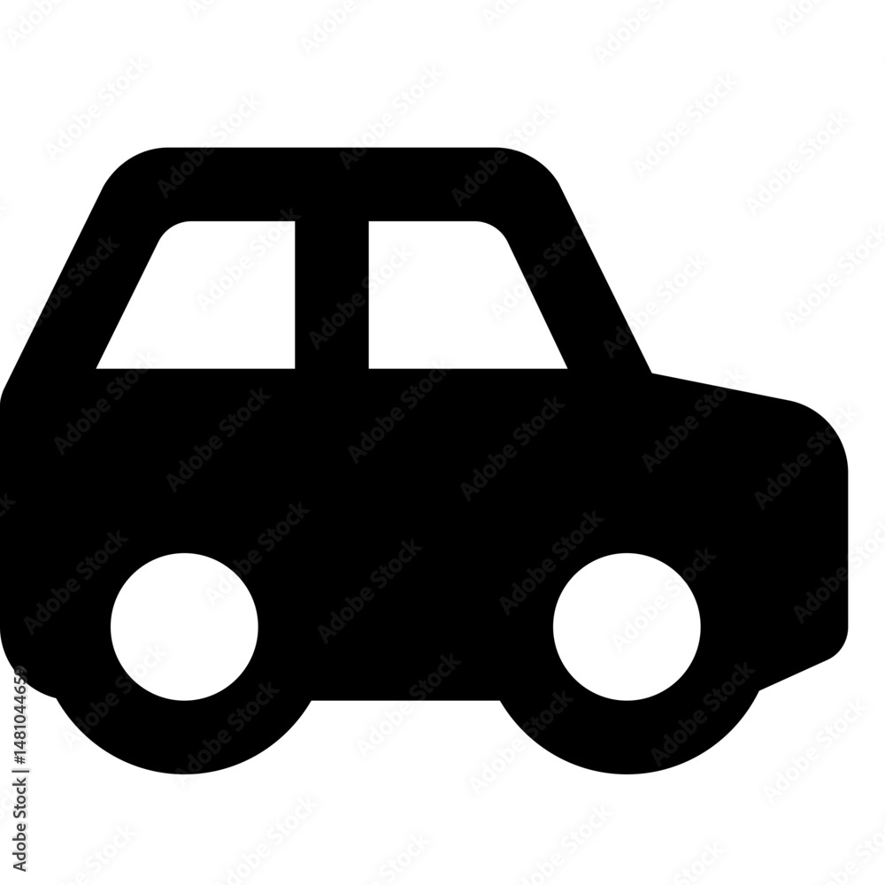 Aufkleber illustration of a simple black car with two windows and two wheels on a white background in vector f
