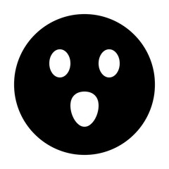 Black circle with three white oval shapes resembling a surprised face on a white background view simple art