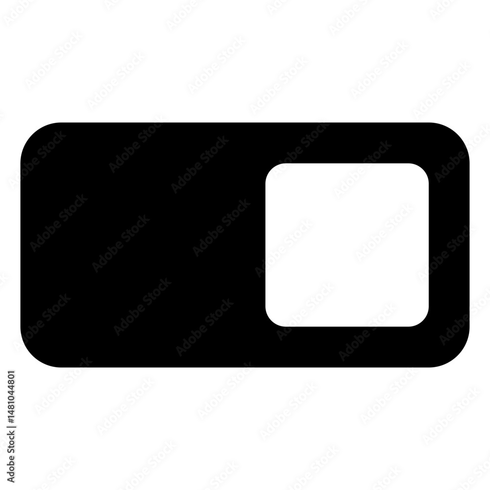 Poster an illustration of a toggle switch in the off position with a black background and a white square sh