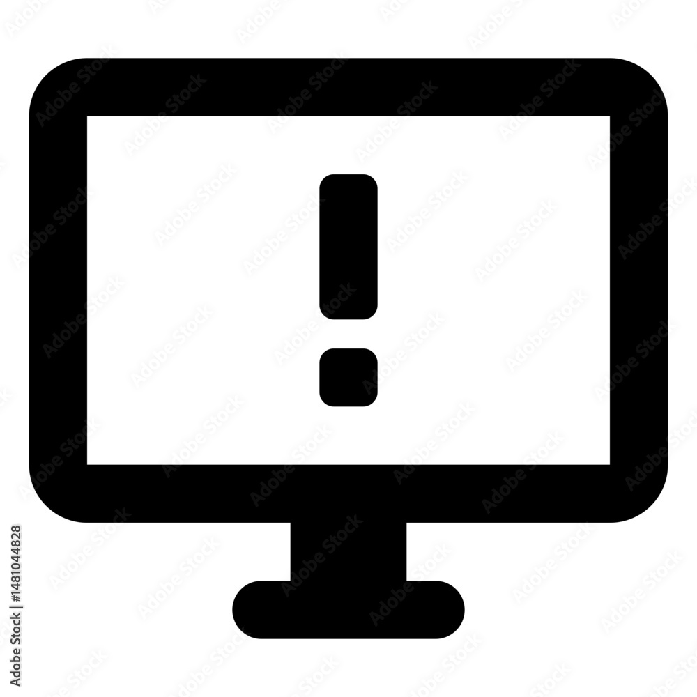 Poster monitor displaying an exclamation point indicating a system error or warning notification message al