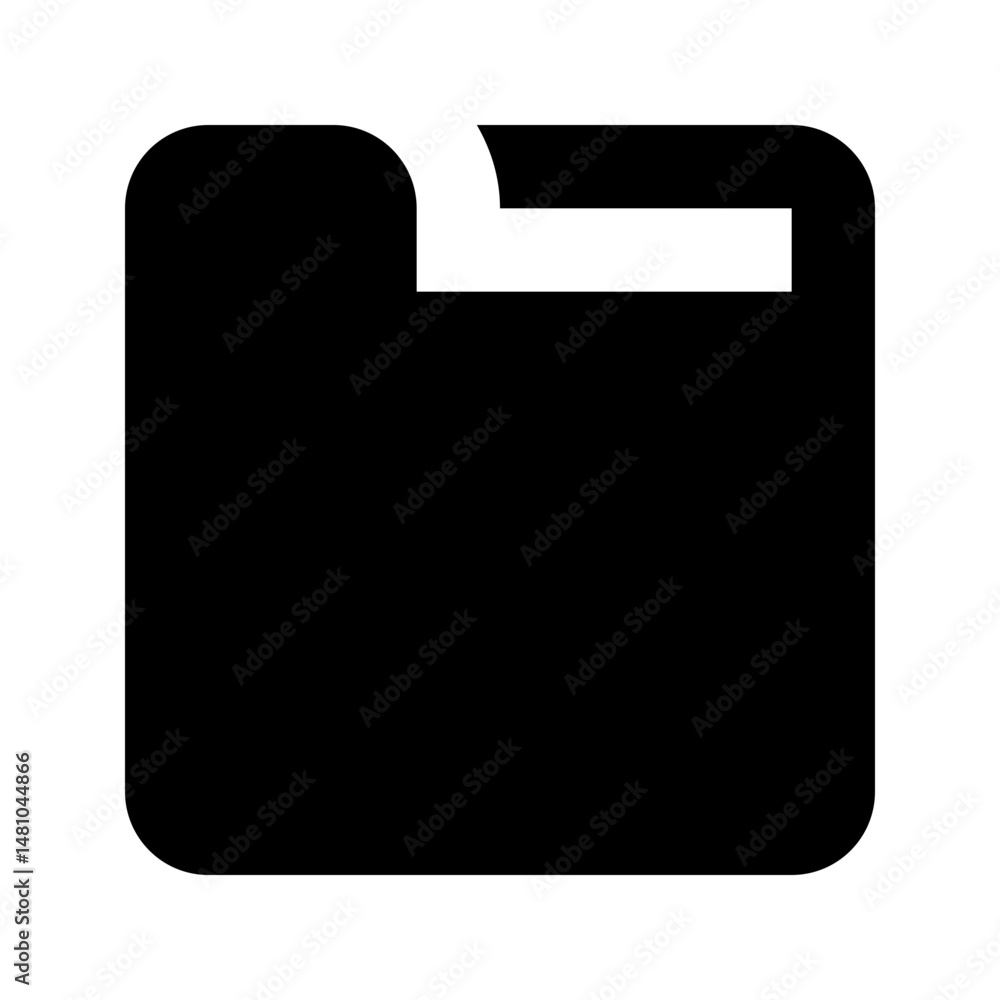 Aufkleber a simple black folder icon with a white tab on top isolated on a white background in a flat style