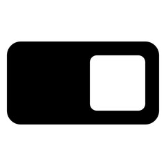 An illustration of a toggle switch in the off position with a black background and a white square shape