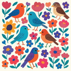 Beautiful Bird Background Print Design in Vector
