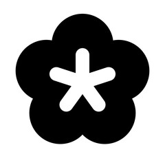 Black flower with five petal star in the center providing a simple floral design with bold contrast look