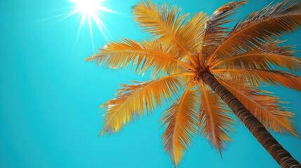 Tropical Palm Tree Under Sunny Sky