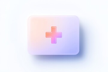 Fototapeta premium Glowing medical first aid kit with gradient cross symbol on white background