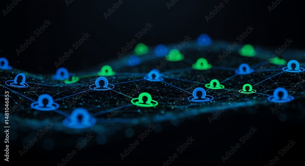 Poster digital network connecting people for technology concepts