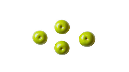Four Green Apples Arranged in a Diamond Pattern on Transparent Background