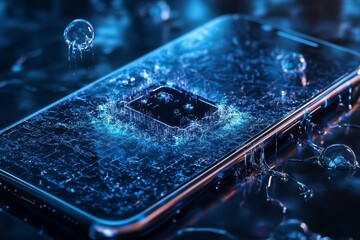 Cybersecurity breach concept with broken digital lock on smartphone screen