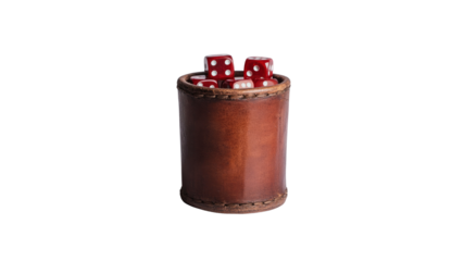 Red Dice in Leather Dice Cup