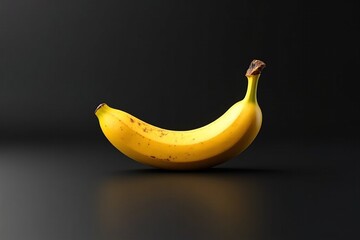 Ripe yellow banana on black background. Perfect for food blogs, healthy living articles, recipe cards, and dietary websites.