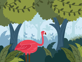 illustration of animal ecosystem in the forest