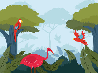 illustration of animal ecosystem in the forest
