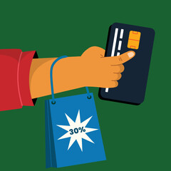 illustration of people shopping getting discounts
