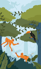 illustration of animal ecosystem in the forest
