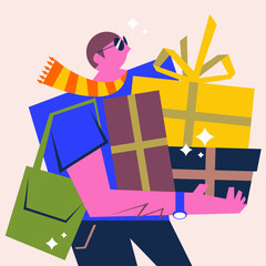 illustration of people shopping getting discounts
