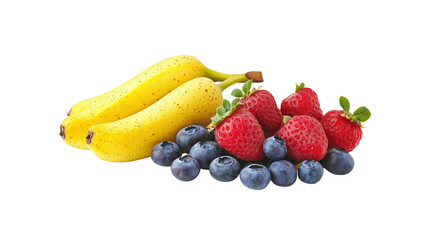 Fresh Bananas, Strawberries, and Blueberries - Healthy Fruit Mix