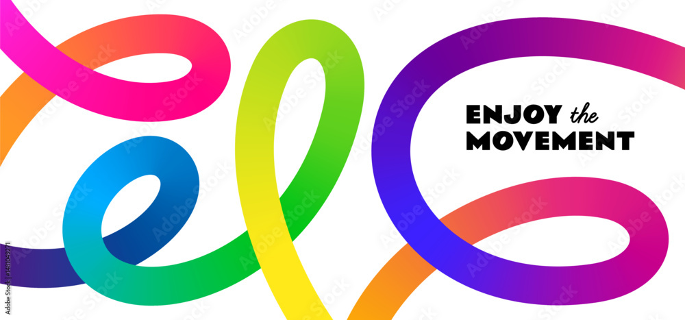 Fototapete Color Line Vector Pattern. Abstract Background with Curve Gradient Shapes. Rainbow Ribbon Wave Graphic