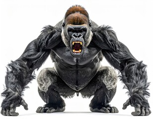 Powerful Gorilla: Furious Pose, Dramatic Lighting, Realistic Style